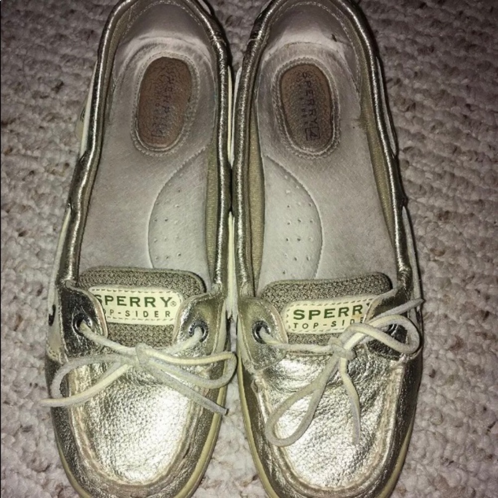 Sperry Topsider gold metallic boat shoes sz 7
